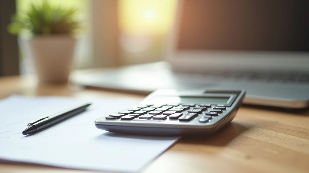 Kalkulator und Notizblock mit Finanzplanungsinformationen