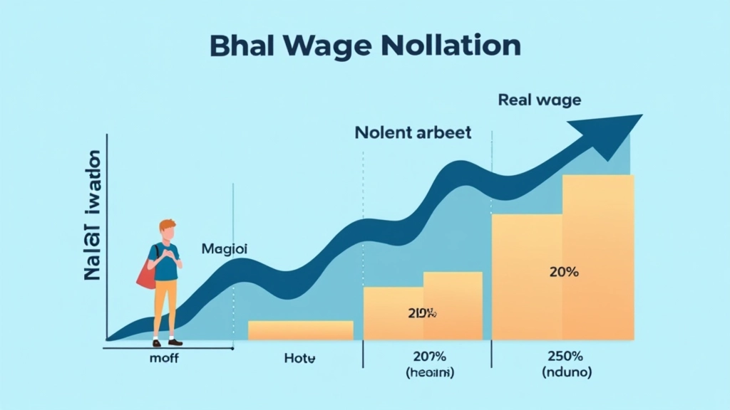 Finanzielle Grafik zeigt Nominallohn versus Reallohn mit Inflationsauswirkungen